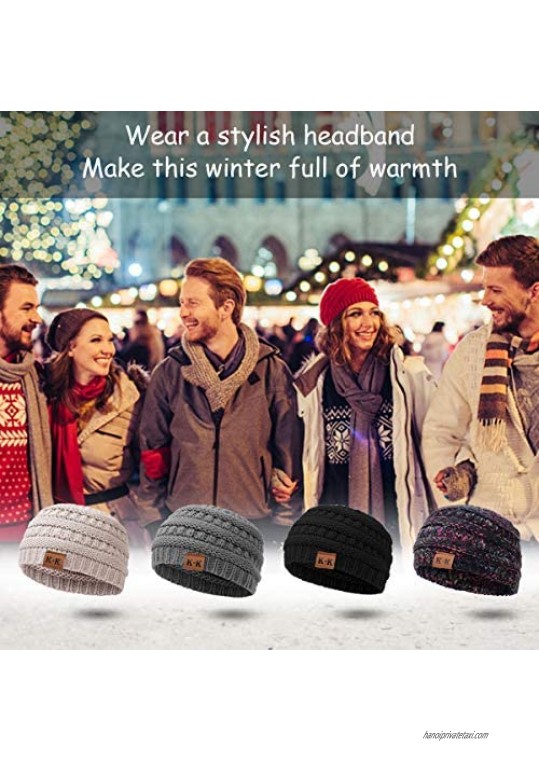 Womens Beanie Hats – KQueenStar Womens Stretch Cable Knit Messy Bun Beanie Hats Winter Head Warmer for Women