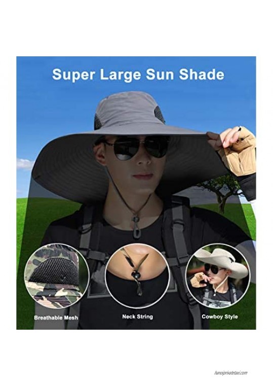 6 Inches Super Wide Brim Men Fishing Sun Hats Outdoor Hiking Travel Women Bucket Cap Safari Boonie Gardening Lawn Hat
