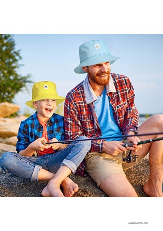 8 Pieces Face Smile Hat Summer Travel Bucket Hat Beach Wide Brim Sun Hat Unisex Visor Fisherman Hat