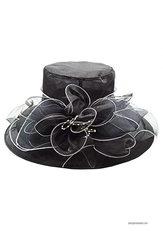 Bellady Kentucky Derby Hats for Women Organza Church Dresses Cap Tea Party Wedding Hat