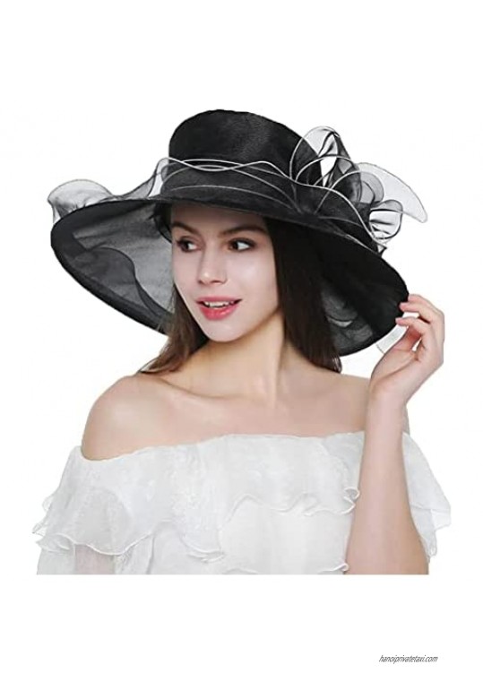 Bellady Kentucky Derby Hats for Women Organza Church Dresses Cap Tea Party Wedding Hat