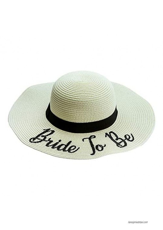 Bride Tribe Embroidered Floppy Beach Sun Hat for Bridal Bachelorette Party and Summer Wedding (6 Pack) Off White