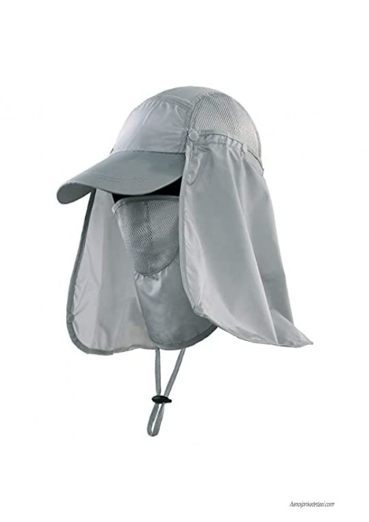 CROWN GUIDE Breathable Fishing Bucket Hat for Men Women Outdoor Safari Cap Face & Neck Flap