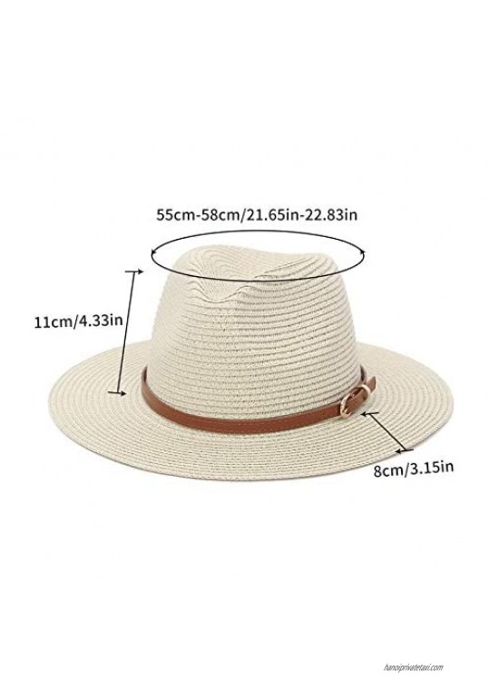 EOZY Panama Women Wide Brim Roll up Hat Fedora Beach Sun Hat