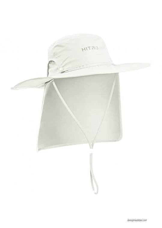 HITRO Sun Fishing Hat  UPF50+ Variable Wide Brim  Removable Top and Neck Flap
