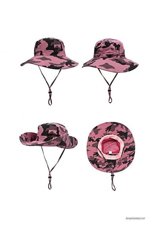 Jeelow Outdoor Sun Hats with Wind Lanyard Bucket Hat Fishing Cap Boonie for Men/Women/Kids