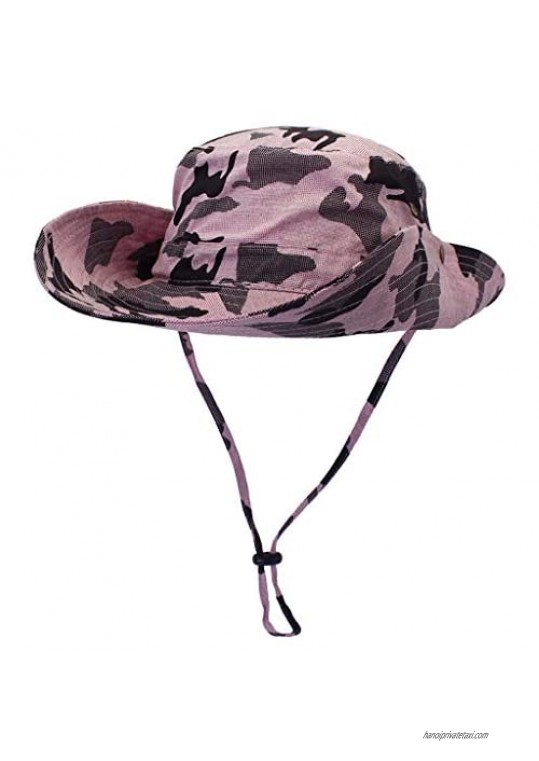 Jeelow Outdoor Sun Hats with Wind Lanyard Bucket Hat Fishing Cap Boonie for Men/Women/Kids