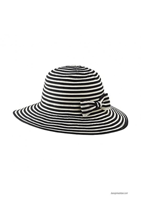 LLmoway Women Beach Sun Hat Lightweight Floppy Stripe Summer Travel Hat with Bow