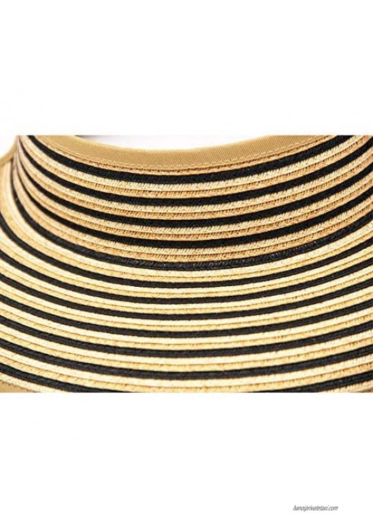 MORSTYLE Women Roll Up Sun Visor Wide Brim Packable Foldable Summer Travel Beach Hat Ponytail UV UPF50+