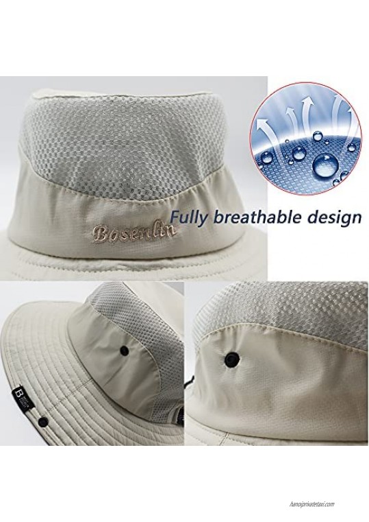 New Women Ponytail Outdoor Sun Protection Fishing Hats Wide Brim Bucket Cap Breathable Packable Hiking （Gray）