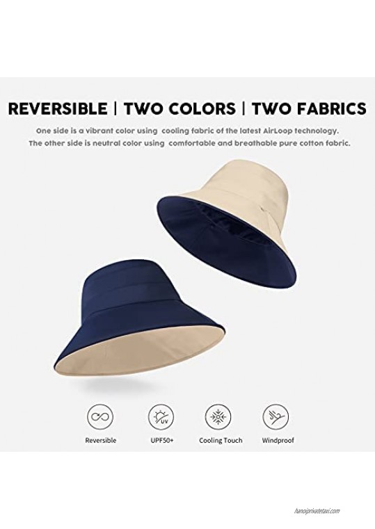 OZ SMART Reversible Sun Hat for Women Silky Bucket Summer Hats Certified UPF 50+ UV Protection for Hiking Garden…