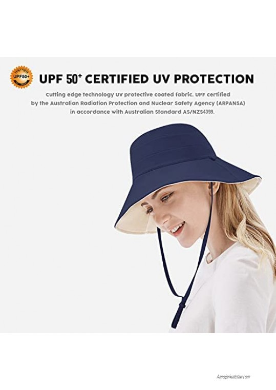 OZ SMART Reversible Sun Hat for Women Silky Bucket Summer Hats Certified UPF 50+ UV Protection for Hiking Garden…