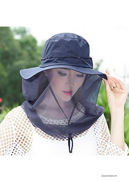 Rebecca Women Head Net Hat UV Protection Sun Hat Outdoor Anti-Mosquito Mask Hat