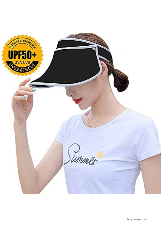 Sidiou Group Women UPF 50 Sun Hat Summer Visor Sun Cover Hat UV Protection Cap Beach Cap Long Brim Cap