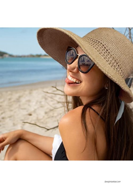Sun Hats for Women Beach Hat Ponytail Hat Womens Sun Hat with UV Protection Wide Brim