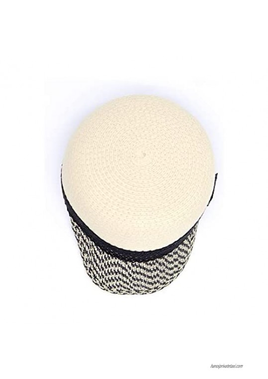 surell Summer Paper Straw Laced Baseball Cap Breathable hat - Hand Woven Beach Sunhat - Perfect Beach Gift Natural Black