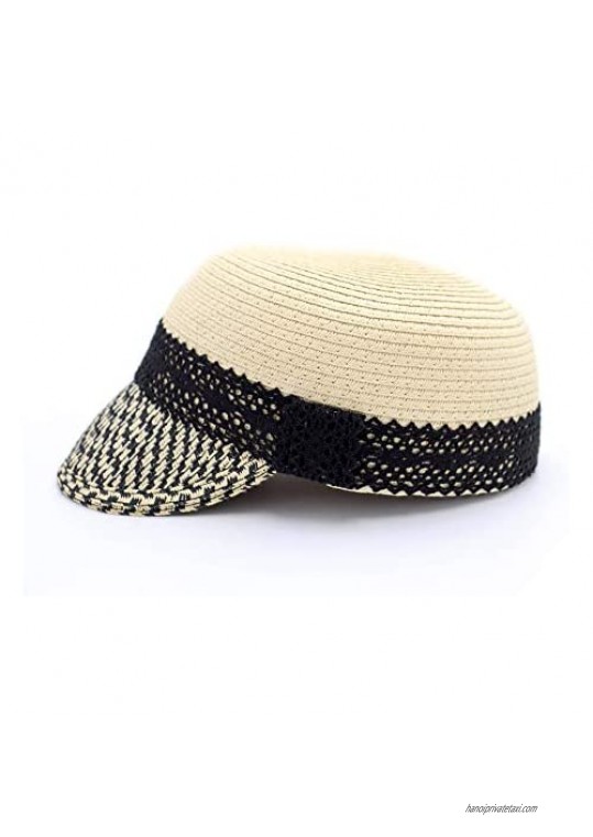 surell Summer Paper Straw Laced Baseball Cap Breathable hat - Hand Woven Beach Sunhat - Perfect Beach Gift Natural  Black