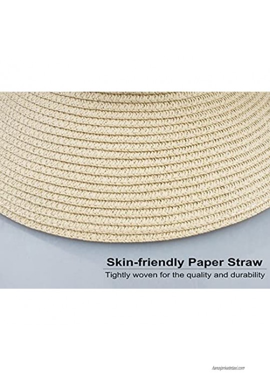 VIVIAN & VINCENT Womens Summer Beach Sun Straw Hat UV UPF50 Travel Foldable Wide Brim Summer Panama Hats for Women