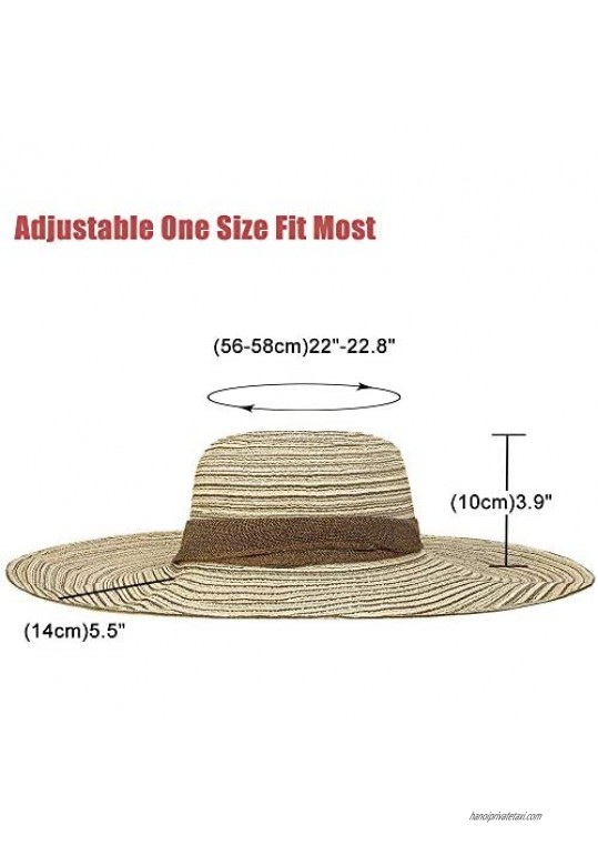 Women Beach Sun Straw Hat Wide Brim Summer Travel Floppy Packable Cap UPF 50