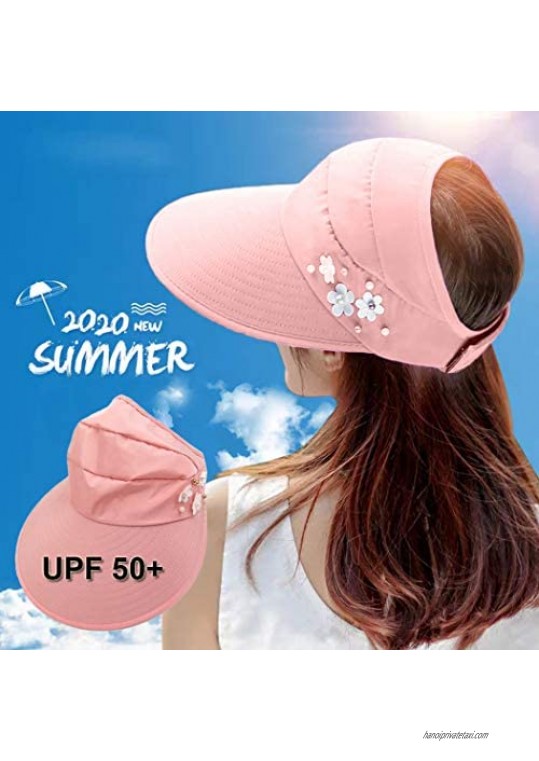 Women Sun Hat Wide Brim SunVisor Cap UPF 50+ UV Protection Foldable Summer Hat