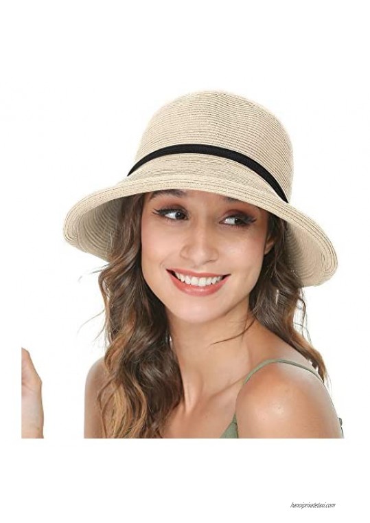 YYDiannaWu Women French Straw Hats Retro Summer Straw Hats UPF Sun Hats for Women