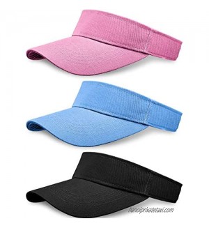 3 Pieces Sun Sports Visor Hats One Size Adjustable Cap for Women and Men (Black  Blue  Pink)