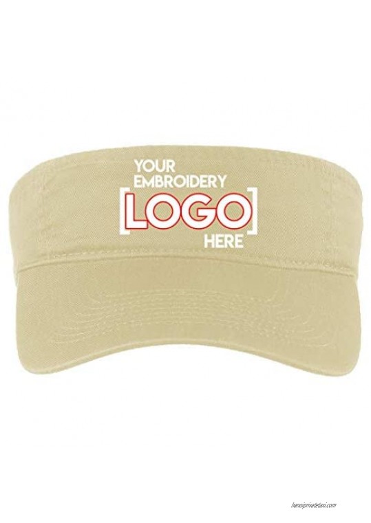 Custom Embroidered Unisex Sports Visor - Add Your Logo - Personalized Monogrammed 3-Panel Adjustable Fit Sun Cap