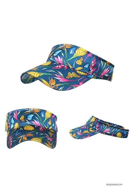 Summer Beach Visor Men Women Butterfly Print Sun Visor Hats for Outdoor Golf Camping Hiking Adjustable Cap Blue