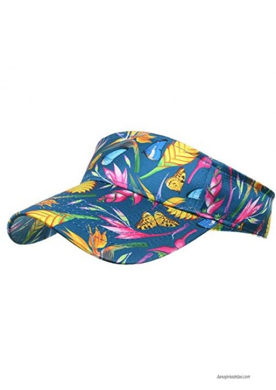 Summer Beach Visor Men Women Butterfly Print Sun Visor Hats for Outdoor Golf Camping Hiking Adjustable Cap Blue