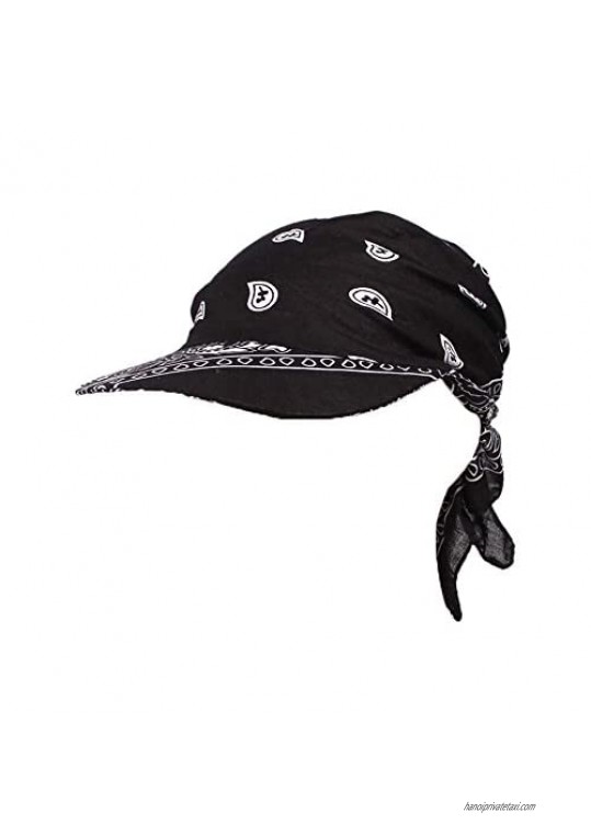 Womens Assorted Paisley Print Bandana Head Scarf Hat Summer Folding Anti-UV Golf Tennis Sun Visor Cap