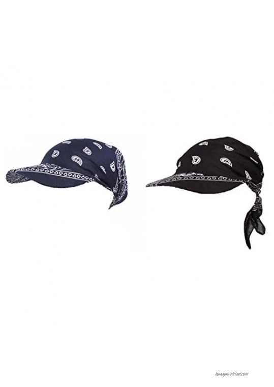 Womens Assorted Paisley Print Bandana Head Scarf Hat Summer Folding Anti-UV Golf Tennis Sun Visor Cap