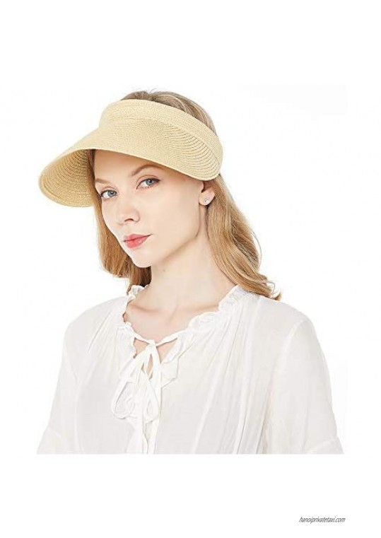 Women's Visor Hat Sun Beach Straw Visors Summer UV Protection Clip On Sports Outdoor Wide Brim