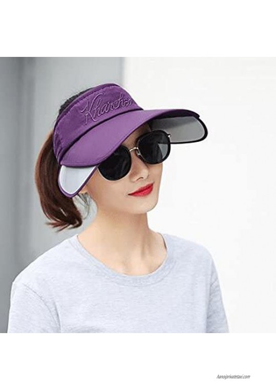 YEKEYI Sun Hat with Retractable Visor Wide Brim Plastic Sun Visor UV Protection Summer Beach Fishing Hat Baseball Cap