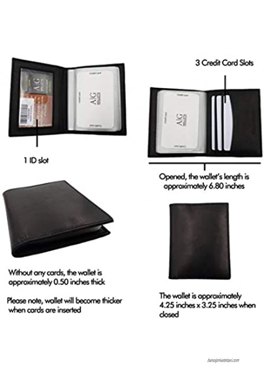 AG Wallets Genuine Leather Credit Card/Pictures Insert Wallet (Black)