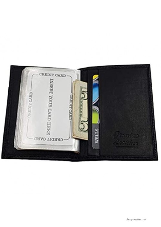 AG Wallets Genuine Leather Credit Card/Pictures Insert Wallet (Black)