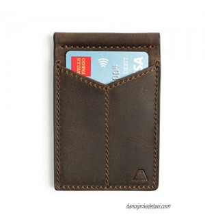 Andar Mens Leather Money Clip  Front Pocket Minimalist Card Holder RFID Blocking Wallet - The Baron