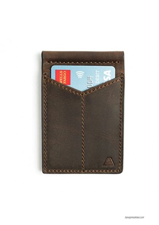 Andar Mens Leather Money Clip  Front Pocket Minimalist Card Holder RFID Blocking Wallet - The Baron