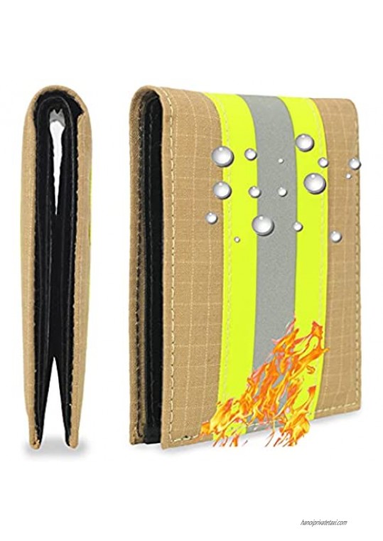 Arctotti Fire Resistant Wallet With Reflective Strip RFID Blocking Fighter Bunker Gear Money Wallet For Men Women With Gift Box ( GY)