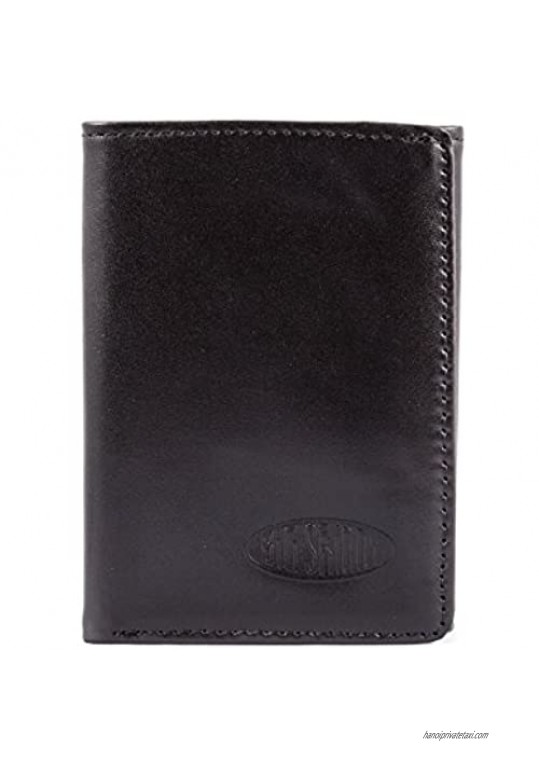 Big Skinny Men's RFID Blocking Tri-Fold Leather Slim Wallet  Holds Up to 25 Cards  Black