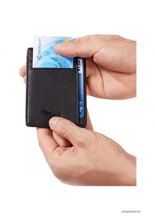 BSWolf RFID Blocking Minimalist Credit Card Holder Slim Front Pocket Genuine Leather Wallets for Men & Women