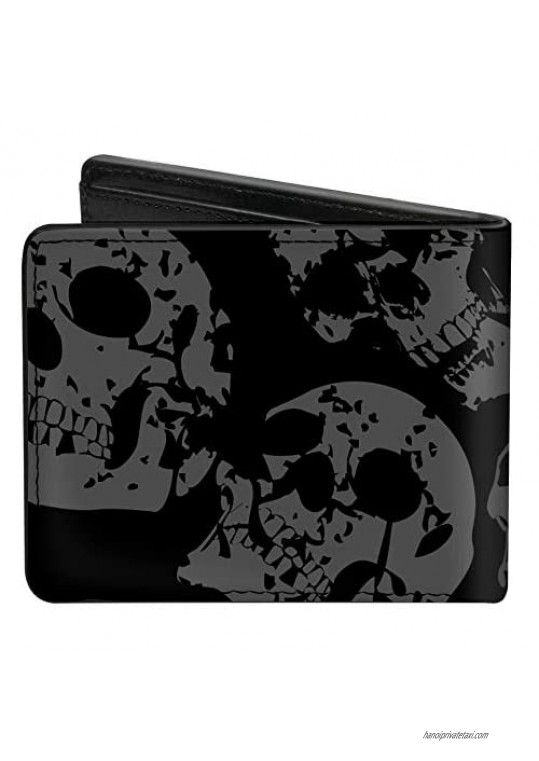 Buckle-Down mens Buckle-down Pu Bifold - Skulls Stacked Weathered Black/Gray Bi Fold Wallet Multicolor 4.0 x 3.5 US