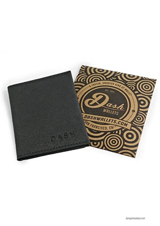 DASH Co. Slim Bifold Wallet • ID Window • Front Pocket • Compact Minimalist Black 3 x 4 x 1/4