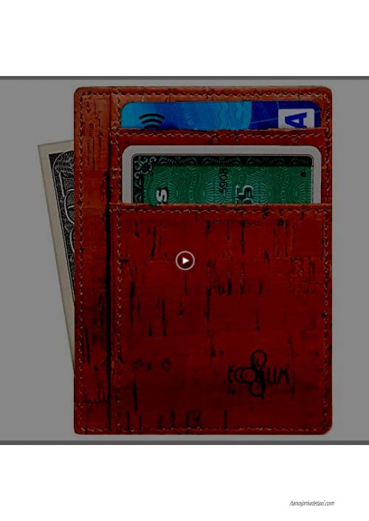 Eco Slim Wallet Minimalist Front Pocket Wallet RFID Credit Card Holder Cork
