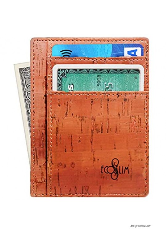 Eco Slim Wallet Minimalist Front Pocket Wallet RFID Credit Card Holder Cork