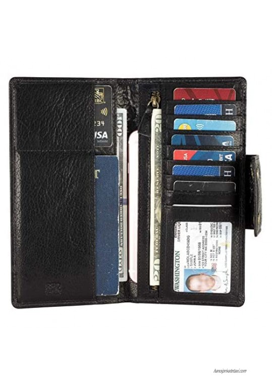 Genuine Leather RFID Blocking Long Wallet – Vintage Bifold for Men by Mou Meraki