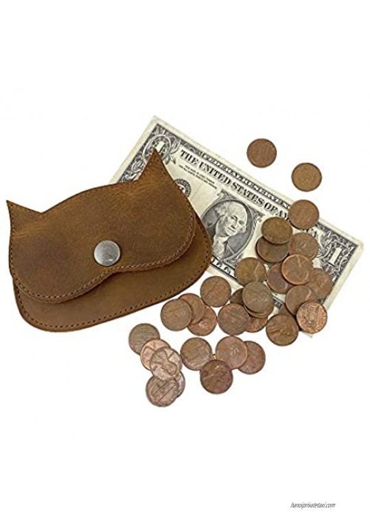 Hide & Drink Leather Cat Wallet Coin Organizer Pouch Cash Holder Credit Card Storage Travel & Commuter Accessories Vintage Style Handmade Includes 101 Year Warranty :: Bourbon Brown