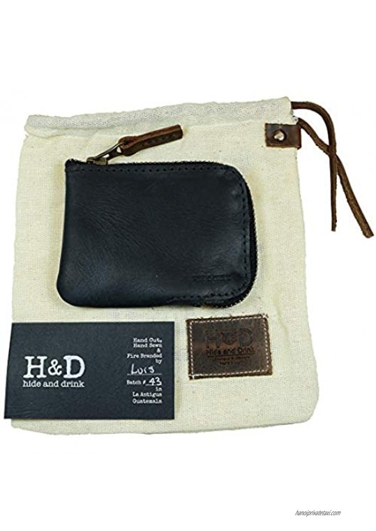 Hide & Drink Leather Zippered Card Wallet Holds Up to 8 Cards Plus Folded Bills & Coins Cash Organizer Everyday Accessories Handmade Includes 101 Year Warranty :: Charcoal Black