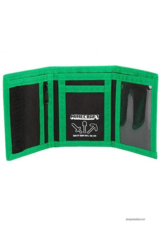 JINX Minecraft Creeper Crowd Nylon Tri-Fold Wallet Multi-Colored One Size with Coin Pocket