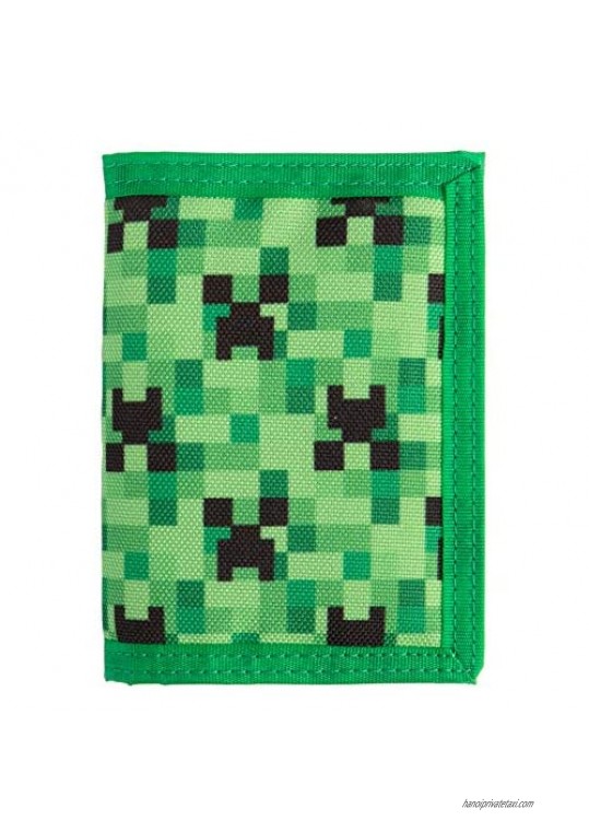 JINX Minecraft Pixel Life Nylon Tri-Fold Wallet Multi-Colored One Size with Coin Pocket