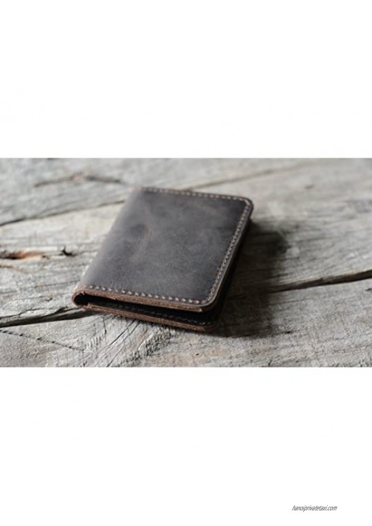 JJNUSA Handmade Men Minimalist Leather Wallet Card Holder Distressed Wallets for Gifts